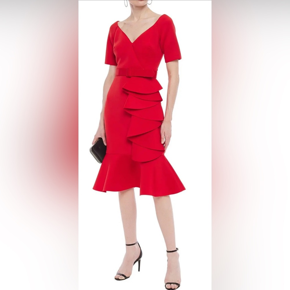 Elegant Red Ruffle Dress